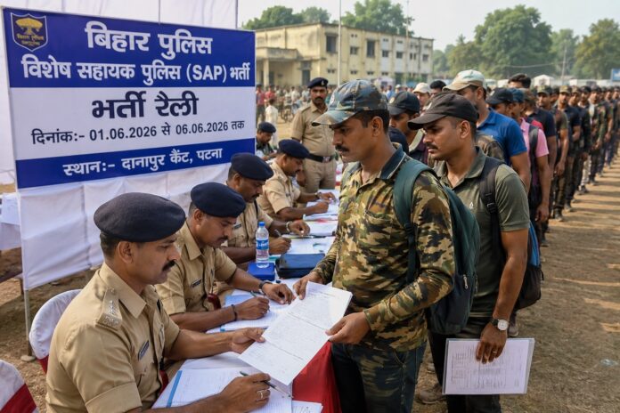 बिहार पुलिस भर्ती रैली में शामिल पूर्व सैनिक और सीएपीएफ जवान