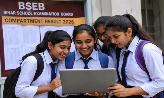 बिहार बोर्ड कंपार्टमेंट रिजल्ट 2026 चेक करते छात्र