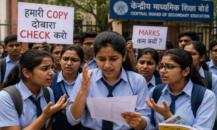सीबीएसई रिजल्ट के बाद छात्र उत्तर पुस्तिका की जांच को लेकर प्रदर्शन करते हुए (प्रतीकात्मक फोटो)
