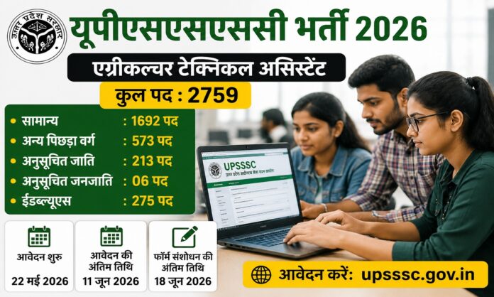 यूपीएसएसएससी एग्रीकल्चर टेक्निकल असिस्टेंट भर्ती 2026 के लिए आवेदन करते युवा अभ्यर्थियों की प्रतीकात्मक तस्वीर